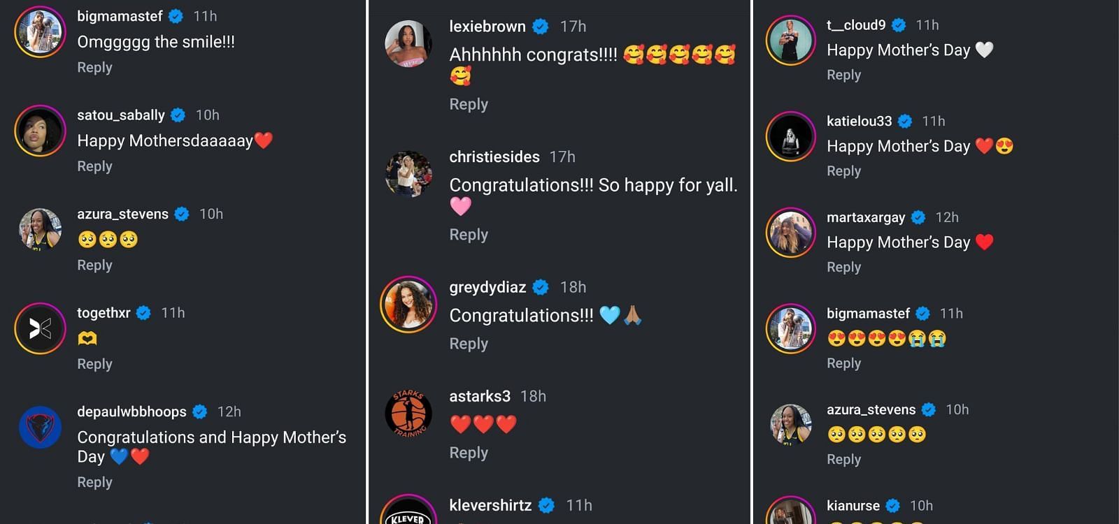 WNBA stars reacting to Courtney Vandersloot and Allie Quigley's announcement